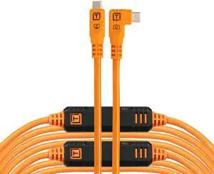 Tether Tools TetherPro Optima 10G USB Exclusive Data Transfer, 31 (9.4M) Straight to Right Angle Cable - Orange