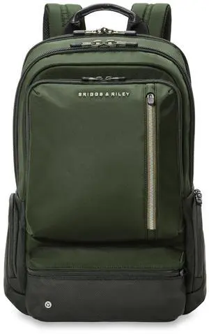 Briggs & Riley Large Cargo Backpack - Carry On Travel Backpack for Women & Men, Personal Item Bag, Self-Repairing Zippers, Padded Straps, Fits up to 17" Laptop - HTA Collection, Forest