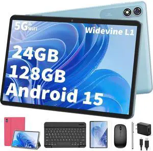 Android Tablet with Keyboard,10 inch Android 15 tablet, 24GB RAM 128GB ROM, 1TB Expand, Octa-Core, Widevine L1, 2.4G/5G WiFi, 8000mAh, Bluetooth, GMS, 2 in 1 Tablet with Case, Mouse, StylusPink) Android Tablet with Keyboard,10 inch Android 15 tablet, 24GB RAM 128GB ROM, 1TB Expand, Octa-Core, Widevine L1, 2.4G/5G WiFi, 8000mAh, Bluetooth, GMS, 2 in 1 Tablet with Case, Mouse, StylusPink)