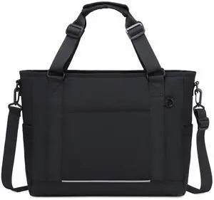 mygreen Laptop Tote bag for women 15 Inch, Stylish Computer Shoulder Tote Bag for Work, Large Capacity Quilted Laptop Briefcase, Waterproof Women Business Office Bag, Quilted Black