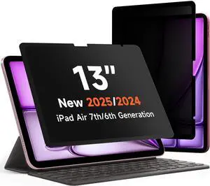 Upgrade 360° Privacy Screen Protector for iPad Air 13 inch M3 2025 & M2 2024, (iPad Air 7th/6th Generation), Magicsuction 4-Way Anti Spy Glare Blue Light Filter (Landscape+Portrait Privacy)