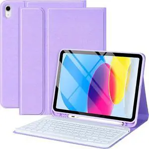 COO for iPad A16 11th 10th Generation Case with Keyboard, Detachable Wireless Bluetooth Keyboard Case with Pencil Holder for iPad 11 inch 2025 10th Gen 10.9 Inch 2022 - Purple
