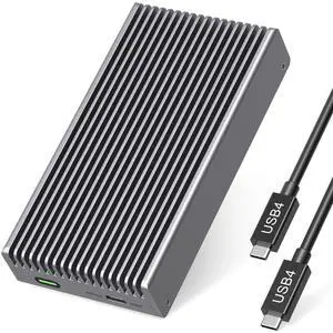Fanless Speedy 40Gbps M.2 NVMe SSD Enclosure, USB4/Thunderbolt 4 Aluminum External NVMe Enclosure with Finned Dustproof Cooling Design, Supports M.2 PCIe SSD up to 8TBGray