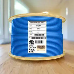 Elite Cat6A Shielded Riser (CMR), 1000ft, FTP 23AWG, Solid Bare Copper, 650MHz, 10Gb Speeds, UL Listed, UL-LP Certification, Higher Performance PoE, Bulk Ethernet Cable Reel, Blue