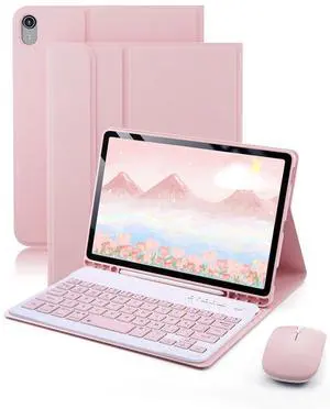 TUNKARMOR Keyboard Case for iPad mini 7 (A17 Pro 2024) & Mini 6 (2021) 8.3inch - with Mouse and Magnetically Keyboard, Case with Pencil Holder for iPad mini 7th/6th Generation, Auto Sleep/Wake, Pink