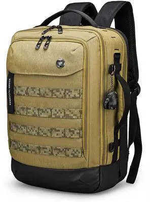 Swissdigital Design Travel Backpack with USB Charging Port, Laptop Backpack with RFID Pockets, College Backpack Large Capacity Fits 15.6 inches Laptops for Men Women, Dark Khaki | BERG