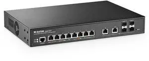 MokerLink 8 Port 2.5 Gigabit Managed Switch, 2x10G Ethernet Ports, 4x10G SFP+ Ports, Web/CLI L3 Managed, Desktop|Rackmount Network Switch