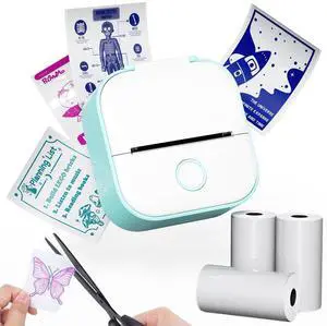 Memoqueen T02 Mini Sticker Printer Sticker Maker Machine Print Pod, Small Pocket Bluetooth Thermal Printer for Diaries, DIY, Memo, Study Notes, Gifts for Kids Friends Students, Green