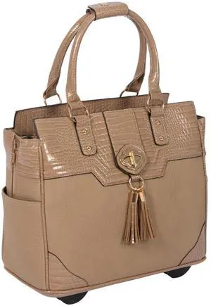 JKM Rolling Briefcase, Rolling Laptop Bag Women, Rolling Tote Bag or Wheeled Purse (Windsor)