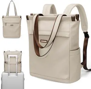 GOLF SUPAGS Convertible Laptop Backpack for Women Casual Daypack Notebook Tote Bag for Work College Travel Leisure (Apricot)