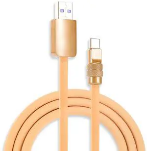 chubbycable Chubby 2.0 Fast Charging Cable Durable Soft Silicone USB C Cable 120W Extra Thick Phone Charger Cord Data Transfer Cord, Desert Titanium+Desert Titanium, USB-A to Type-C, 16.4 FT