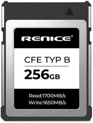 RENICE 256GB Professional CFexpress Type B Memory Card,Up to 1700MB/s Read,1650MB/s Write-RAW 8K HD Video Recording,for Photographers,Videographers Ultra-Low Power Consumption