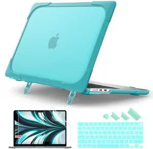 Batianda for New MacBook Air 13.6 inch Case 2025 M4 2024 2022 Release Model A3240 A2681(M2) A3113(M3), Heavy Duty Shockproof Protective Hard Shell with Fold Kickstand & Keyboard Cover, Light Blue