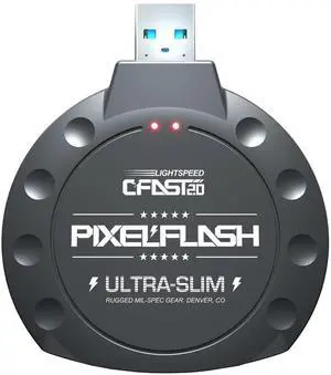 PixelFlash CFast 2.0 Card Reader (Black) - Memory Card Adapter with USB 3.0, 500Mb/s File Transfer, Ultra-Slim & Anti-Slip Rubber Shell, Compatible with Most Brands & OS