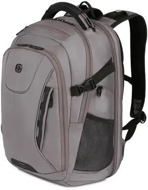 SwissGear Travel Tech Elite Laptop Backpack  Fits Laptops up to 16  ScanSmart TSA-Friendly Backpack with USB Port, Shoe Compartment & Organizer Pockets  Grey Ballistic