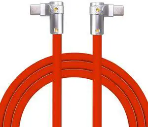 chubbycable FlexElbow Pro - 90 Degree Design 240W Fast Charge Cable Ultra-Thick Silicone Right Angle USB C Cable Phone Tablets Charging Cord, Red, Double Elbow Type C to Type C, 4.9FT