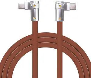 chubbycable FlexElbow Pro - 90 Degree Design 240W Fast Charge Cable Ultra-Thick Silicone Right Angle USB C Cable Phone Tablets Charging Cord, Chocolate, Double Elbow Type C to Type C, 9.8FT