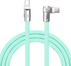 chubbycable FlexElbow Pro - 90 Degree Design 240W Fast Charge Cable Ultra-Thick Silicone Right Angle USB C Cable Phone Tablets Charging Cord, Light Blue, Type-C to Type-C, 6.6FT