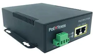 PoE Texas 802.3bt PoE++ to 12V Splitter with 60W Output - Works with Cisco UPOE & 802.3bt Switches - Gigabit Data Splitter with Phoenix Connector for Tablet Computers, Wireless APs, Network Cameras