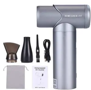 Compressed Air Duster-3 Gear Adjustable 150000RPM Electric Air Duster with LED Light, Rechargeable Cordless Air Blower for Keyboard Electric Devices Cleaning. Replaces Compressed Air Cans (space gray)