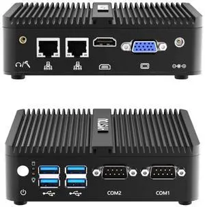 HYSTOU Mini PC Fanless Industrial: 8GB Ram DDR4 256GB SSD Micro Computer Celeron J4125 Dual LAN Mini Desktop PC Windows 10 Pro with Dual Band WiFi Bluetooth
