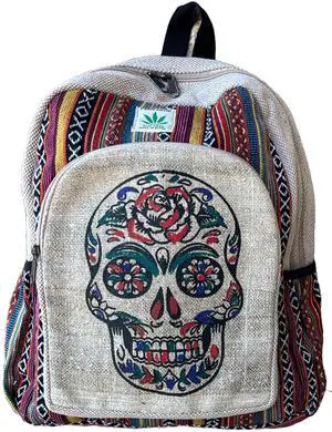 Himalayan Craft Handmade Unique Design Himalayan Hemp Cotton Backpack 17 IN Large Hippie, Festival, Hiking & Tablet Laptop Backpack Bag - Made In Mt. Everest Country Nepal