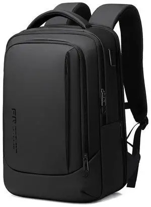 FENRUIEN 15.6 Inch Laptop Backpack, Slim Business Backpack with USB Charging Port, Water Resistant Computer Backpack for Work/Travel, Black