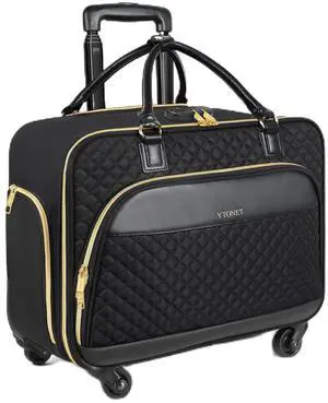 Ytonet Rolling Briefcase for Women, 17.3 Inch Rolling Laptop Bag with 4 Spinner Wheels, Water Rresistant Wheeled Computer Bag with Lock, Large Rolling Bag for Travel Business Overnight Teacher, Black