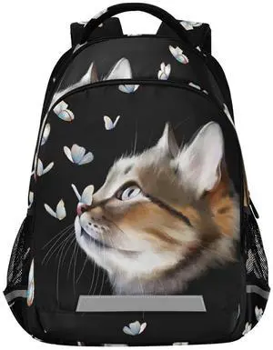 ALAZA Cute Cat Kitten with Butterfly Backpacks Travel Laptop Daypack School Book Bag for Men Women