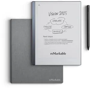 reMarkable Essentials Bundle  Gray | reMarkable 2 Paper Tablet | Includes Black and White 10.3 Writing Tablet, Marker Plus Pen with Eraser, Book Folio Cover in Gray Weave