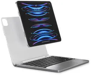Brydge 11 MAX+ Wireless Keyboard Case with Multi-Touch Trackpad for iPad Pro 11" & iPad Air 11", White Magnetic SnapFit Case, Silver Keyboard