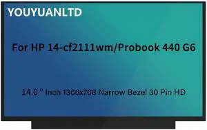 LCD Screen Replacement for HP 14-cf2111wm/Probook 440 G6,NT140WHM-N61 fit NT140WHM-N43 N140BGA-EA4 HD 1366x768Matte Laptop LED Display Screen Replacement