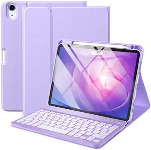 Harvopu Keyboard Case Compatible with iPad Air 11-inch/Air 5th 4th Generation Case with Keyboard-Backlit Detachable, Folio Cover with Pencil Holder for Air 11" M3/M2 (2025/2024), Air 5/Air 4 (Purple)