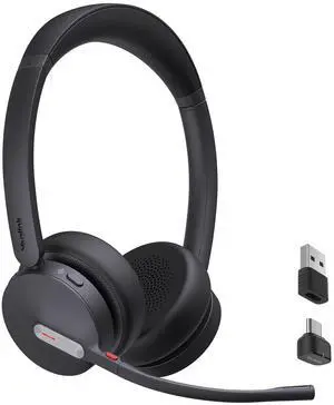 Yealink BH70 UC Wireless Bluetooth Headset with Microphone for Work, up to 35h Talking Battery, Teams UC Compatible Headsets for Computer Mobile, 147g Lightweight Headphone for Open Office 50m Range