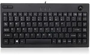 ADESSO AKB-310UB - Wired USB Mini Trackball USB Keyboard, 87-Key US Layout, Black