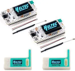 2 Sets 0.96 inch OLED WiFi Esp32 Lora V3 Development Board Type-C USB SX1262 Lora Module Integrated WiFi Bluetooth 868MHZ 915MHZ + IPX IPEX 1.13 UF.L Antennas + Cases