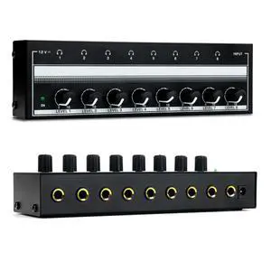 Suckoo 8 channel 6.35mm TRS or 3.5mm HiFi Audio Mixer Headphone Amplifier 1 In 8 Out 4 Out Mixer Controller Cell Phone Computer External 8 port Audio Headphone Stereo Amplifier