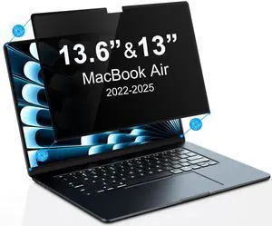 PYS Privacy Screen Protector for MacBook Air 13.6/13 Inch (2022-2025, M2, M3, M4) - Nano Attach, Anti-Spy, Reusable & Removable, Blue Light & UV Blocking, 2Pcs Camera Cover Slide, Case Friendly