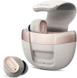 MIXX StreamBuds Solo 1 True Wireless Earbuds  Bluetooth 5.1 with 18 Hour Total Playtime, Quick Charge, Touch Controls, Built-in Mic, Custom Fit Ear Cushions, Voice Assistant Compatible - Champagne