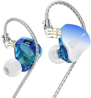Kinboofi ND-DD3 Adjustable Dual Magnetic Dynamic Earphone, 4 Adjustable Tuning Modes Wried Headphone, HiFi Quality in Ear Earphone with Detachaable 2pin Cable for Audiophile Musician (Blue, No Mic)