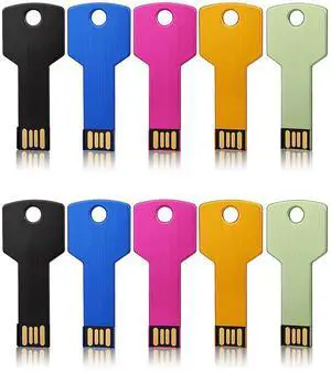 JUANWE 16GB Bulk USB Thumb Drive 10 Pack, Metal Flash Drive USB Key Jump Drive Mixcolor Flash Drive Waterproof 2.0 Portable Memory Storage Sticks for Computers Zip Drive Pendrive Photo Stick