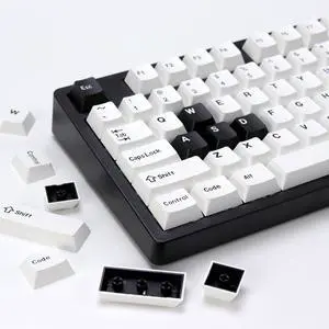 KBDiy Bow PBT Double Shot Keycap Set,174 Keys White and Black Custom Key Cap Keycaps 60 Percent Cherry Profile Keycaps for 61/64/68/84/87/100/104/108 Mechanical Keyboard