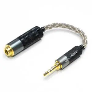 GUCraftsman 3.5mm Stereo Male to 4.4mm Balanced Female Portable Headphone Adapter Cable 6N Single Crystal Silver Headphone Jack Convert Cable for Audio Players with 3.5mm Ports