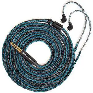 KBEAR ST16 Plus 2 Meter Detachable IEM Cable 16 Core 5N OCC Silver-Plated Long in-Ear Earphone Cable for HD414 HD650 HD600 Tin Audio T2 T2 PRO T3 T5 Westone TFZ Kinera Shozy Simgot (TFZ 4.4MM)