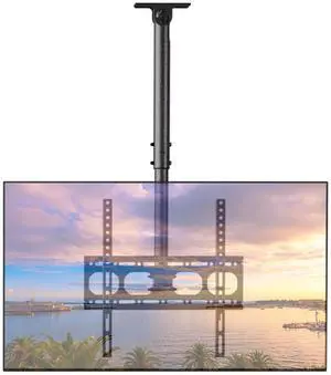 EZISE Ceiling TV Wall Mount Bracket Fits Most 24 to 65 inch Flat/Curved TVs, Height Adjustable Full Motion Hanging TV Mount Holds up to 88 lbs, 360° Rotation Flip Down TV Hanger with Swivel and Tilt