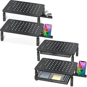 Zimilar 2 Pack Monitor Stand Riser+2 Pack Monitor Stand Riser with Metal Drawer and Phone Holder