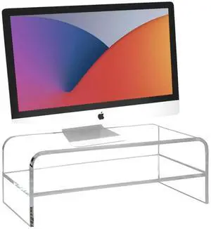 Acrylic Monitor Stand, 2 Tier Computer Monitor Stand Riser16 inch Acrylic Computer Monitor Stand Riser for iMac, PC, Desktop, Laptop, TV Screen with Extra Storage Space Home Office