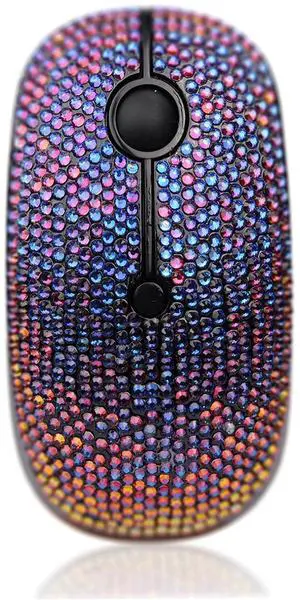 WONGS Unique Luxury Austrian Bling Dazzle Jeweled Rhinestone Crystal Wireless Mouse for Computers and Laptops, Office Gifts for Girls - Gradient Blue