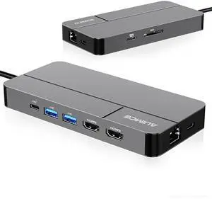 AUIMCE Mac Docking Station Dual Monitor 2 HDMI for MacOS and Windows Laptop Implement MST, Compatible MacBook Pro/Air M1/M2/M3/M4 Chips, Dual 4K Display for All USB C Computers