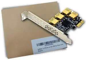 [ABASTO] Pcie 4 in 1 USB 3.0 Splitter Riser Card, Gold Crypto Mining, 1 to 4 Adapter gpu Riser Card, Bitcoin Miner